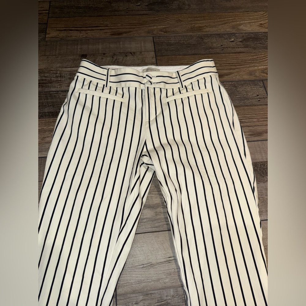 Anthropologie Size 4 EUC Striped Cream and Black Pants - Picture 2 of 8